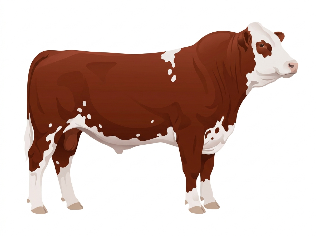 Red with a white face and white spots Shorthorn Plus Bull