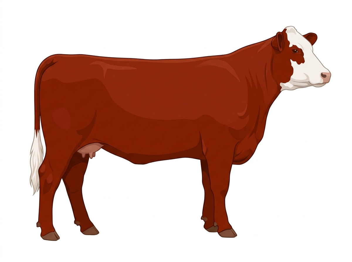Red with a white face Shorthorn Plus Cow