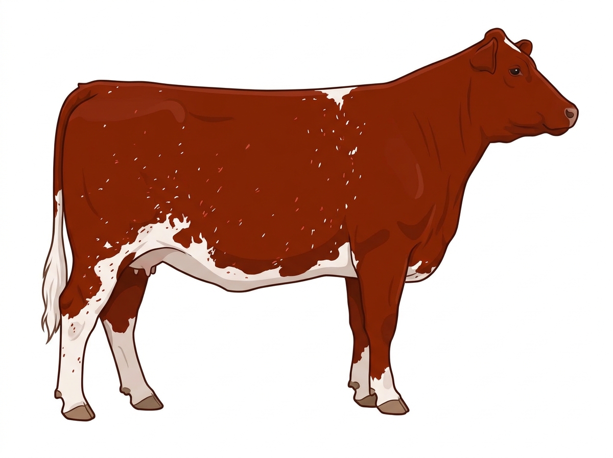Red with ticking in the white Shorthorn Plus Cow