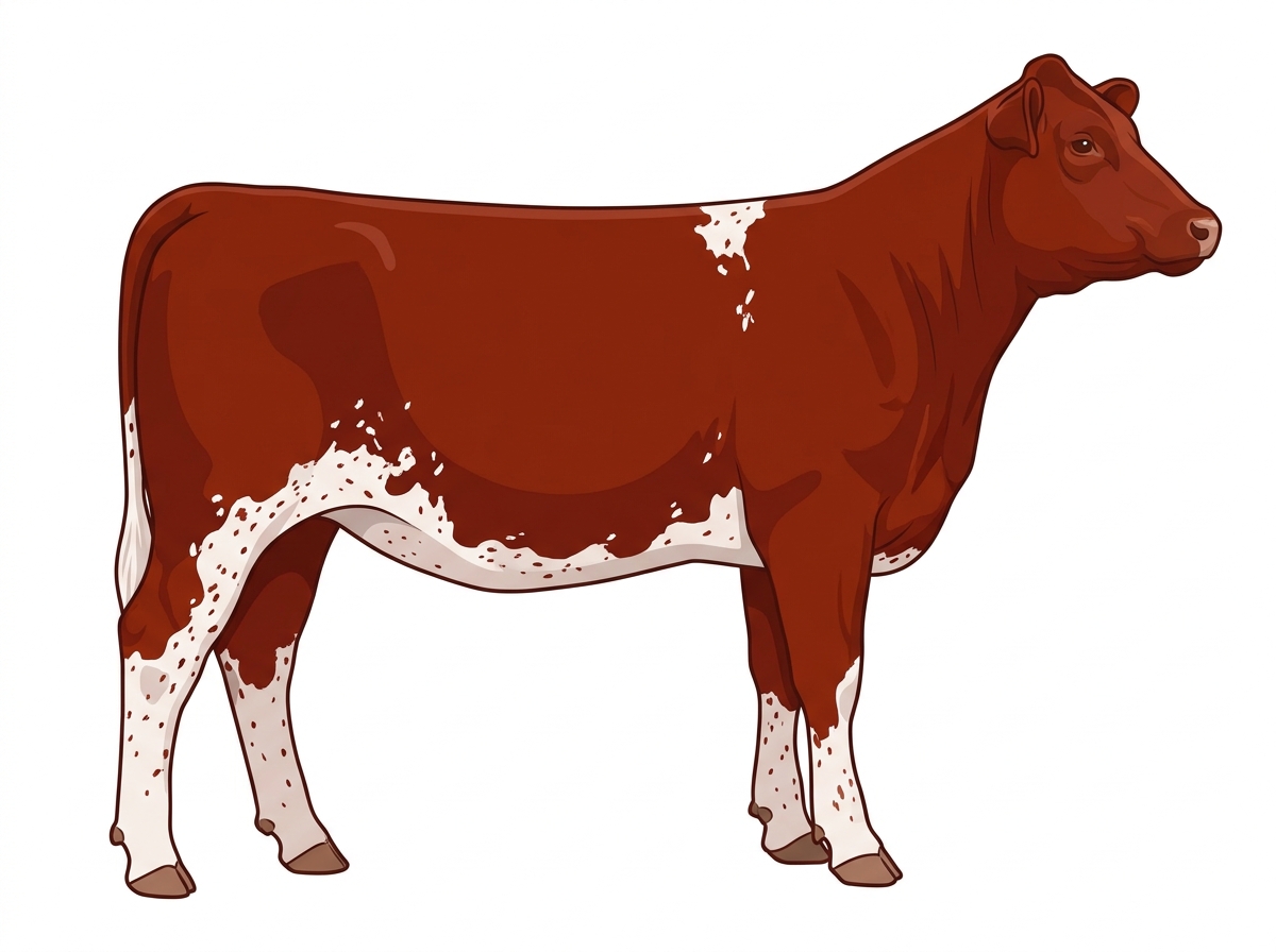 Red with ticking in the white Shorthorn Plus Heifer