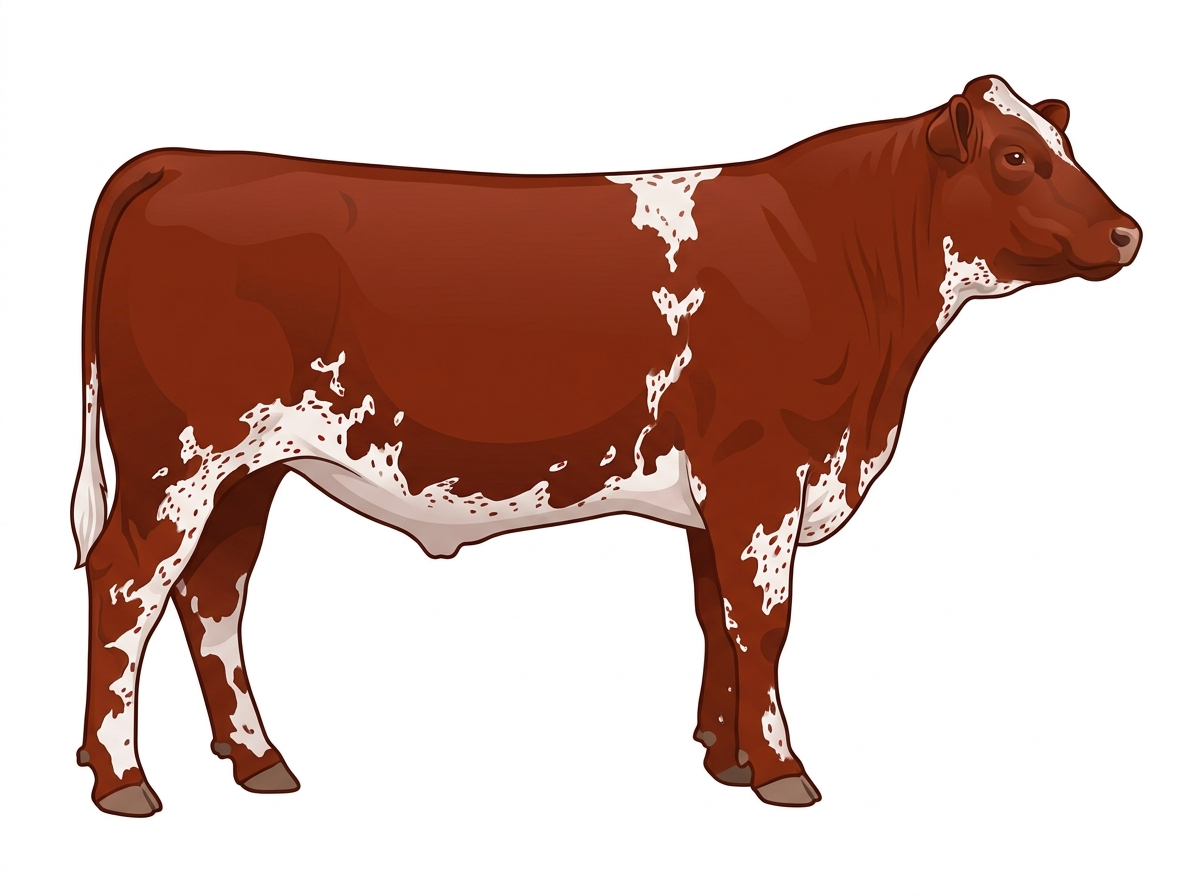 Red with ticking in the white Shorthorn Plus Steer