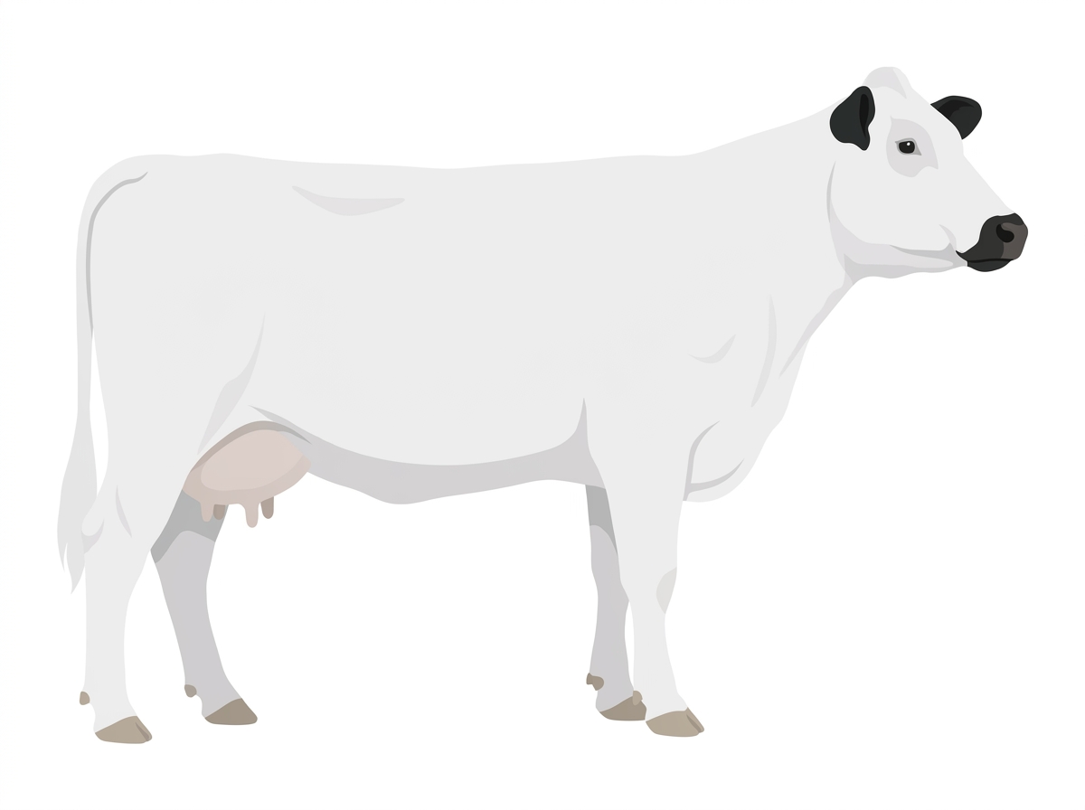 White with black ears and muzzle Shorthorn Plus Cow