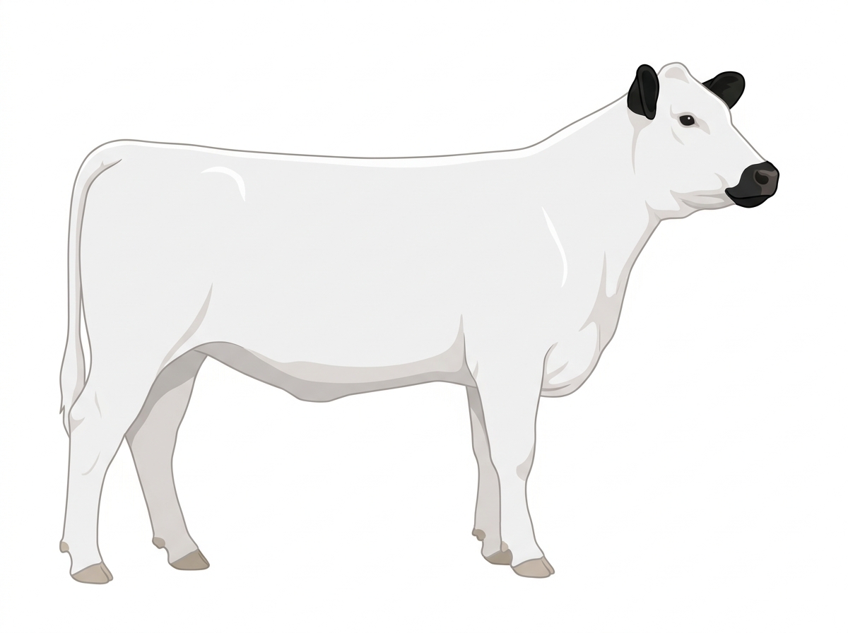 White with black ears and muzzle Shorthorn Plus Heifer