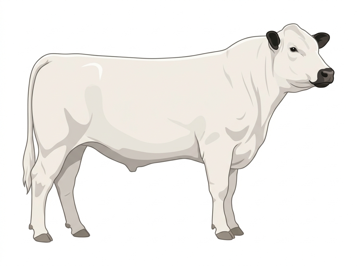 White with dark ears and muzzle Shorthorn Plus Bull