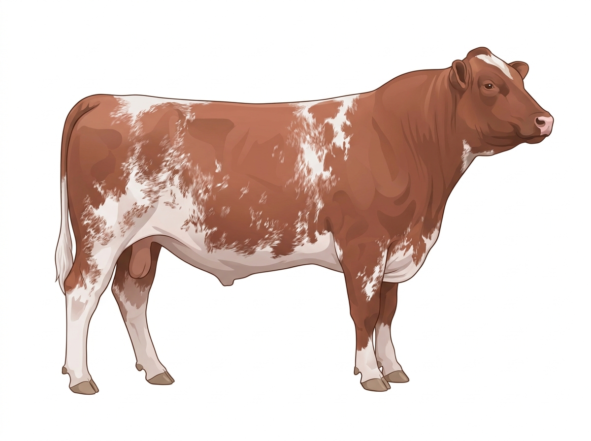Red roan Shorthorn Bull