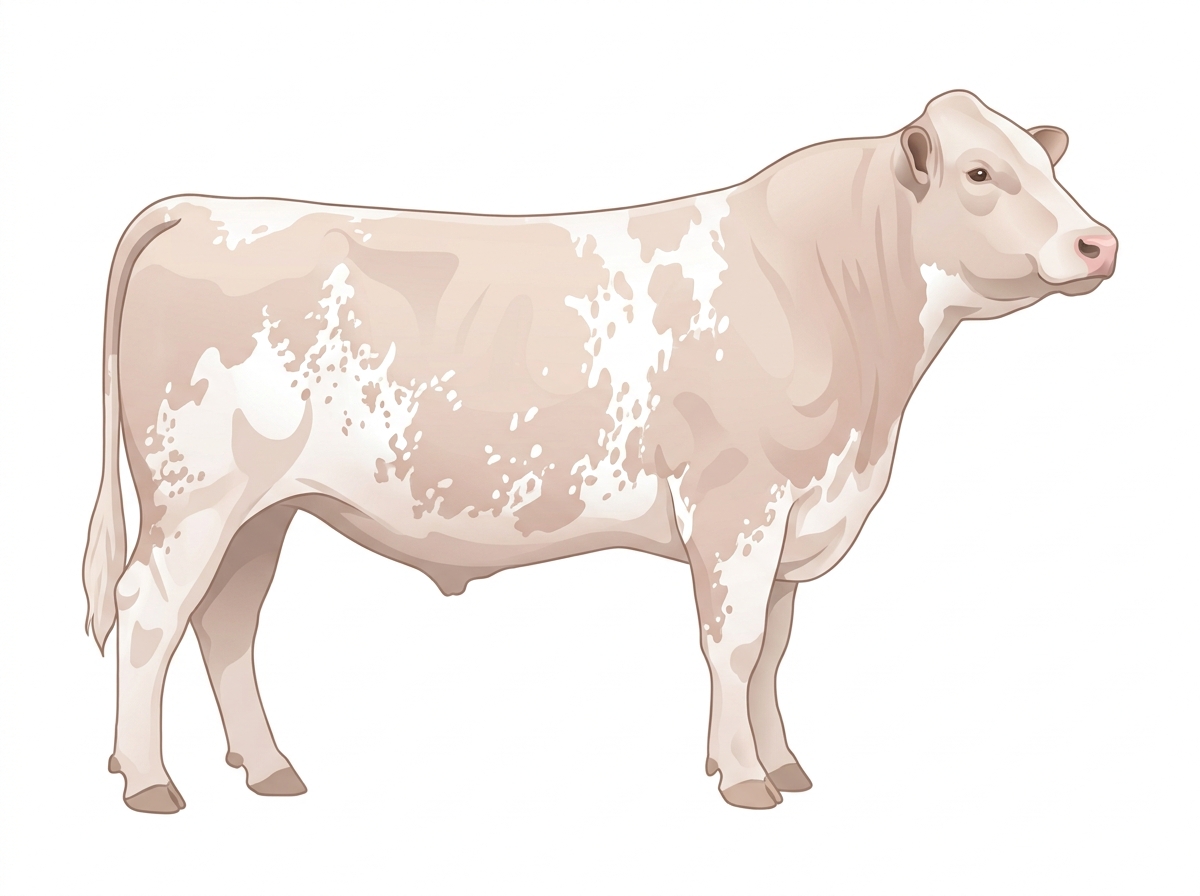Red roan, nearly white Shorthorn Bull