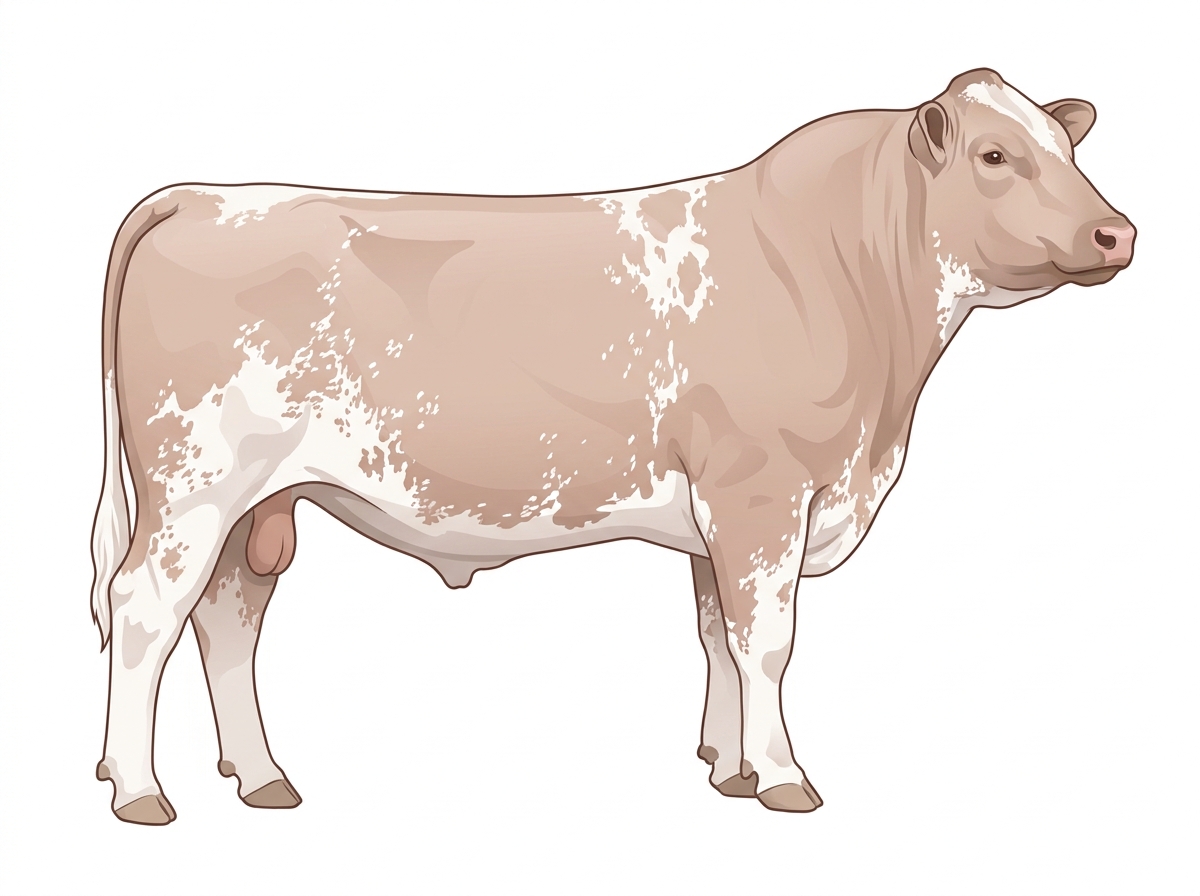 Red roan, nearly white with a few white spots and ticking in the white Shorthorn Bull