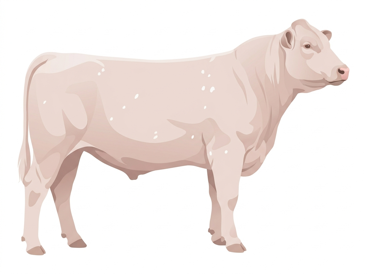 Red roan, nearly white with a few white spots Shorthorn Bull