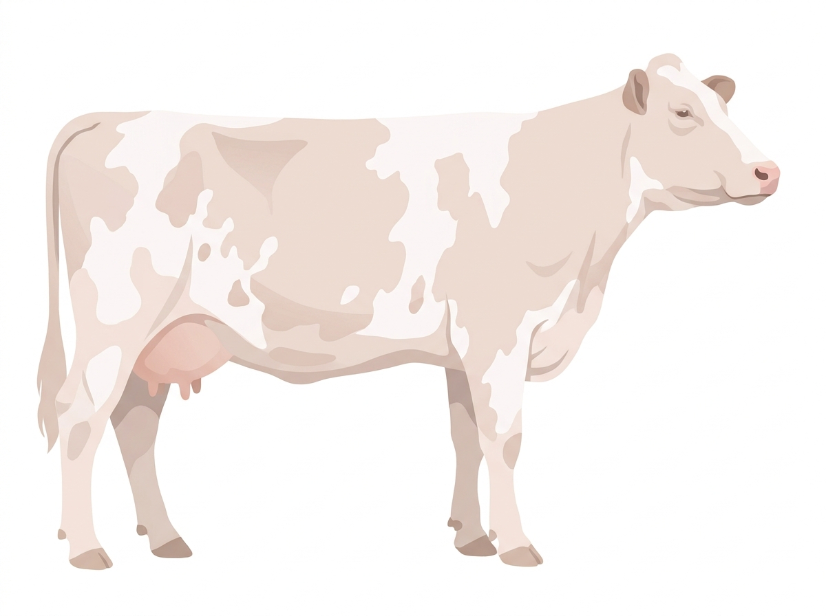 Red roan, nearly white with white in large patches Shorthorn Cow