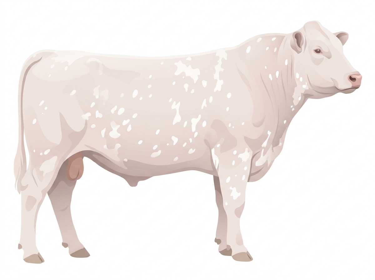 Red roan, nearly white with white spots Shorthorn Bull