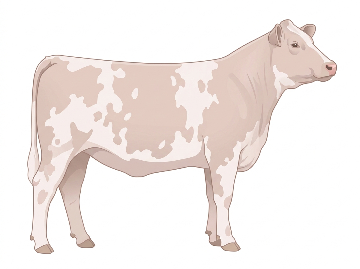Red roan, nearly white with white spots Shorthorn Heifer