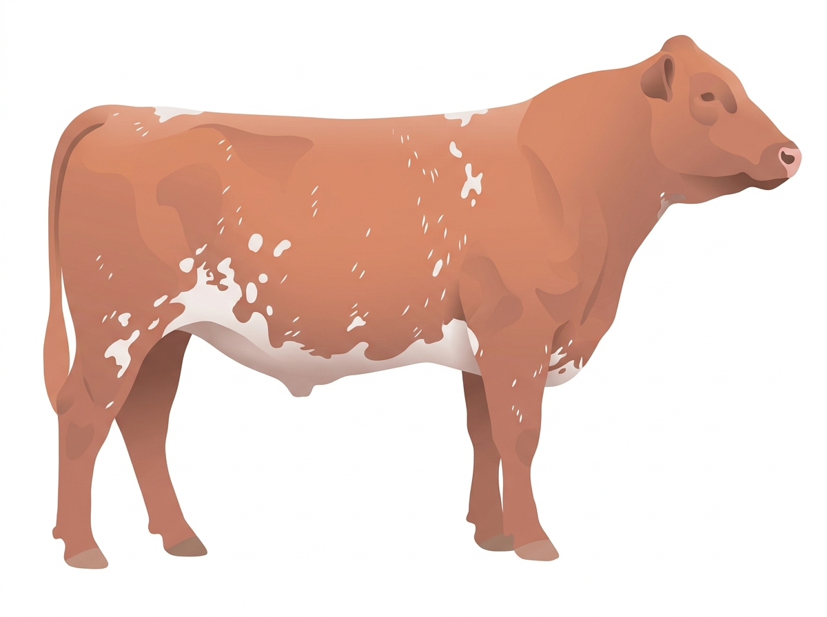 Red roan with a few white spots Shorthorn Steer