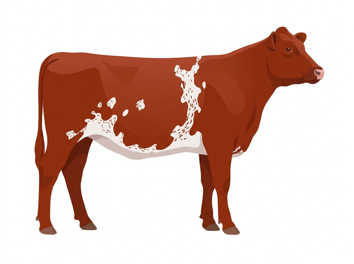 Red with a few white spots and ticking in the white Shorthorn Heifer