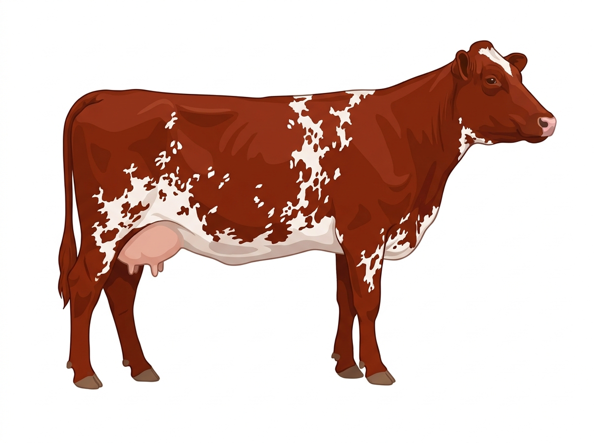Red with ticking in the white Shorthorn Cow