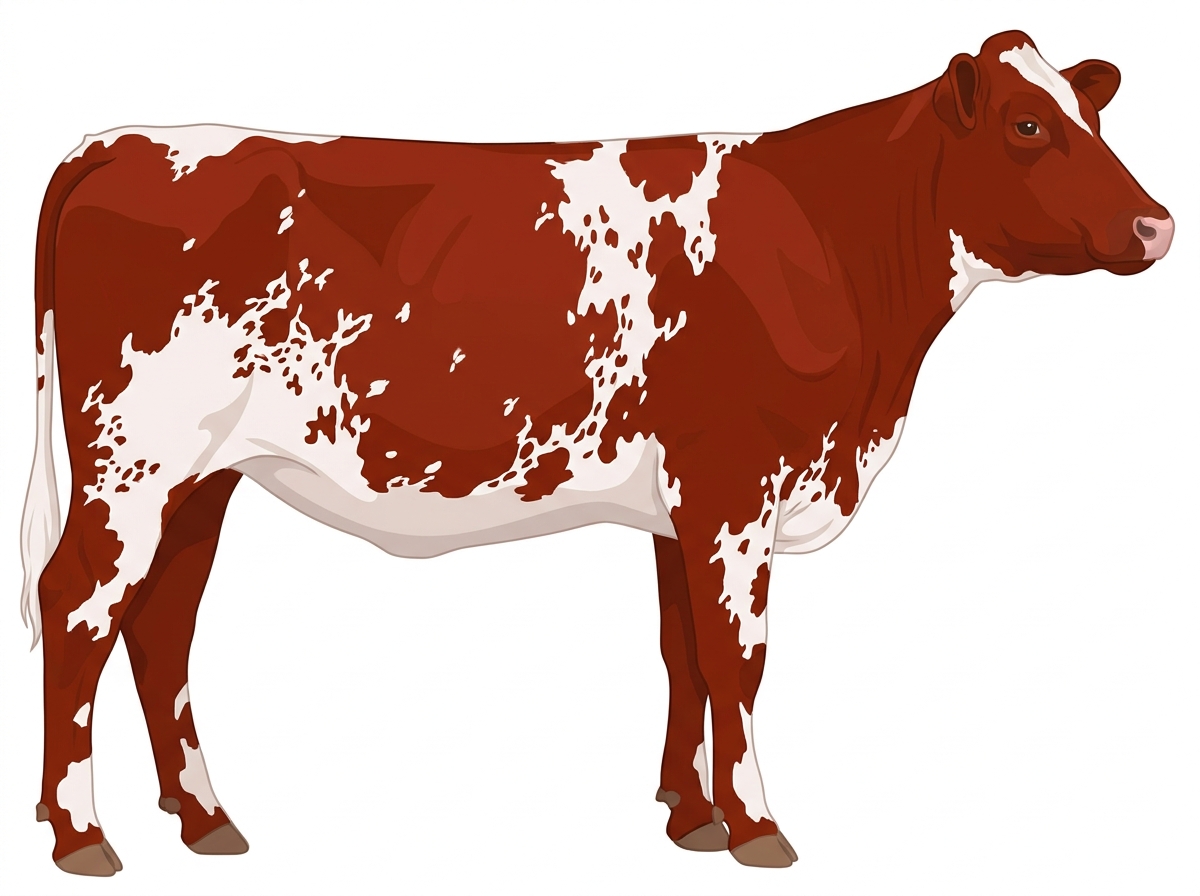Red with white in large patches and ticking in the white Shorthorn Heifer