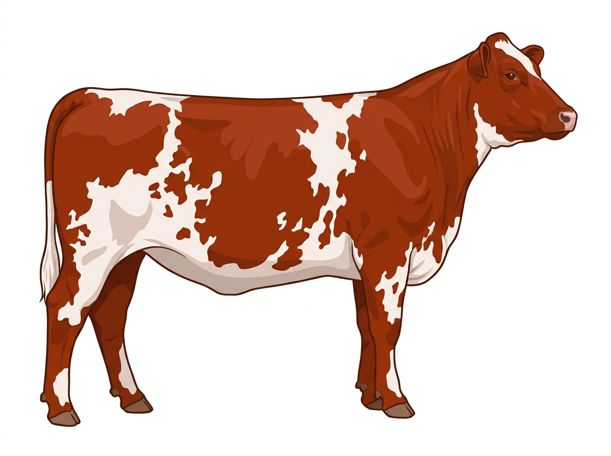 Red with white in large patches Shorthorn Heifer