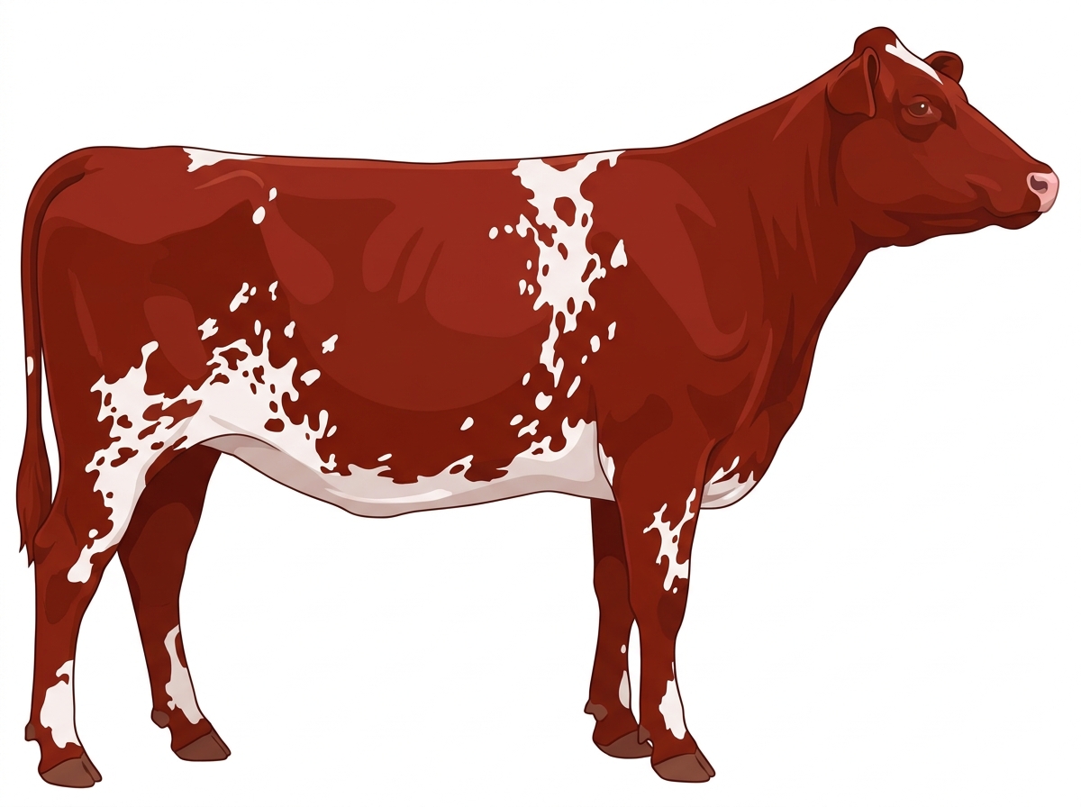 Red with white spots and ticking in the white Shorthorn Heifer