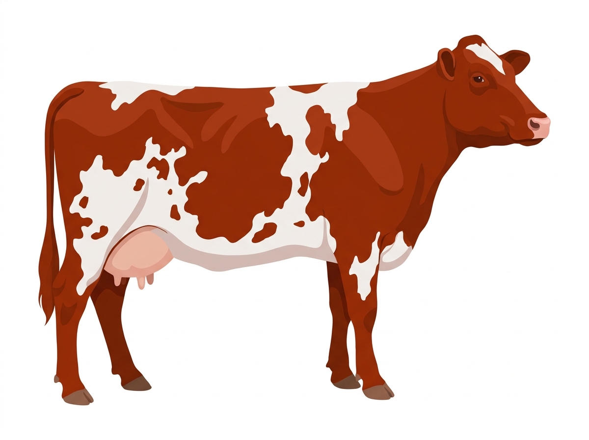 Red with white spots Shorthorn Cow