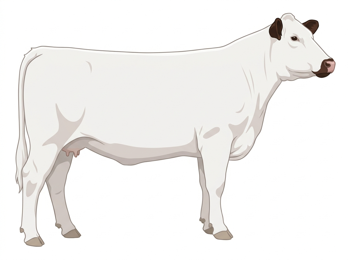 White with dark ears and muzzle Shorthorn Cow