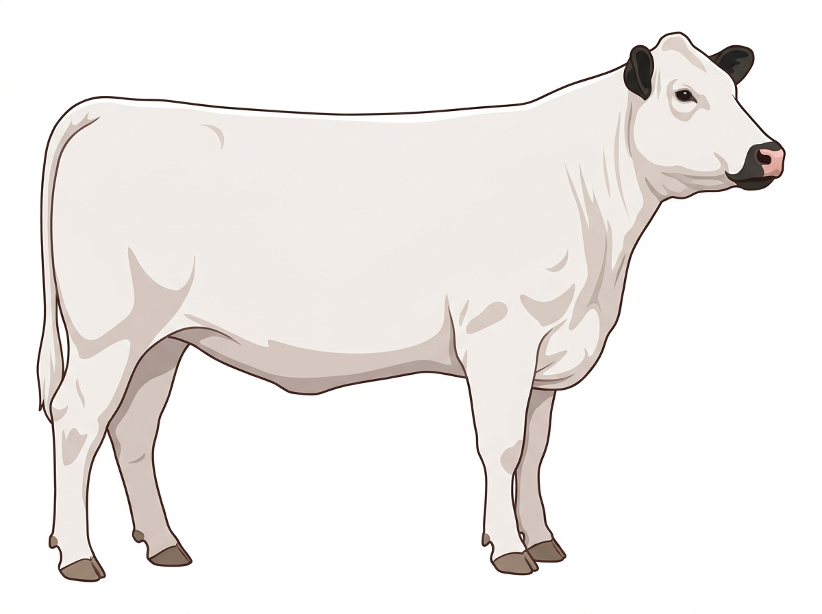 White with dark ears and muzzle Shorthorn Heifer