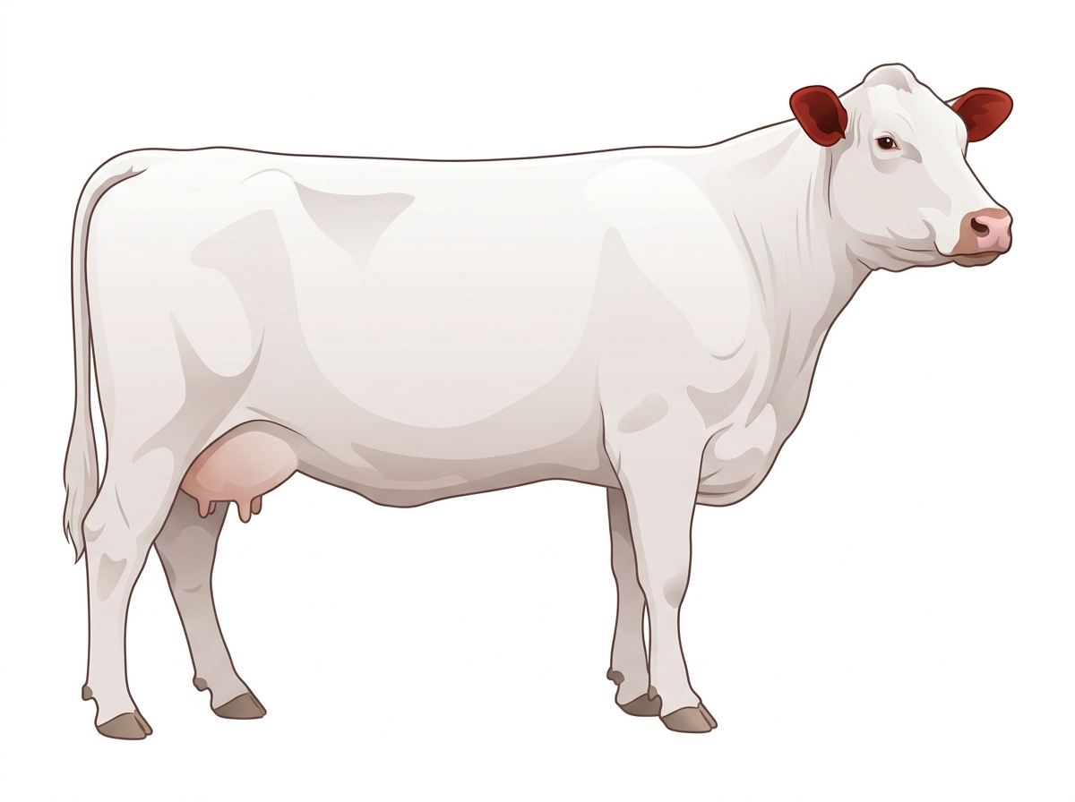 White with red ears and muzzle Shorthorn Cow