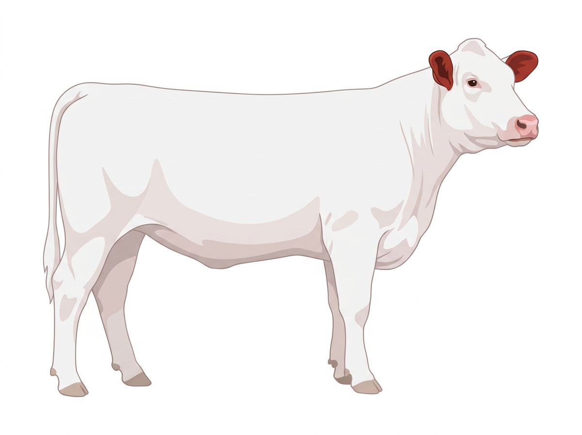 White with red ears and muzzle Shorthorn Heifer