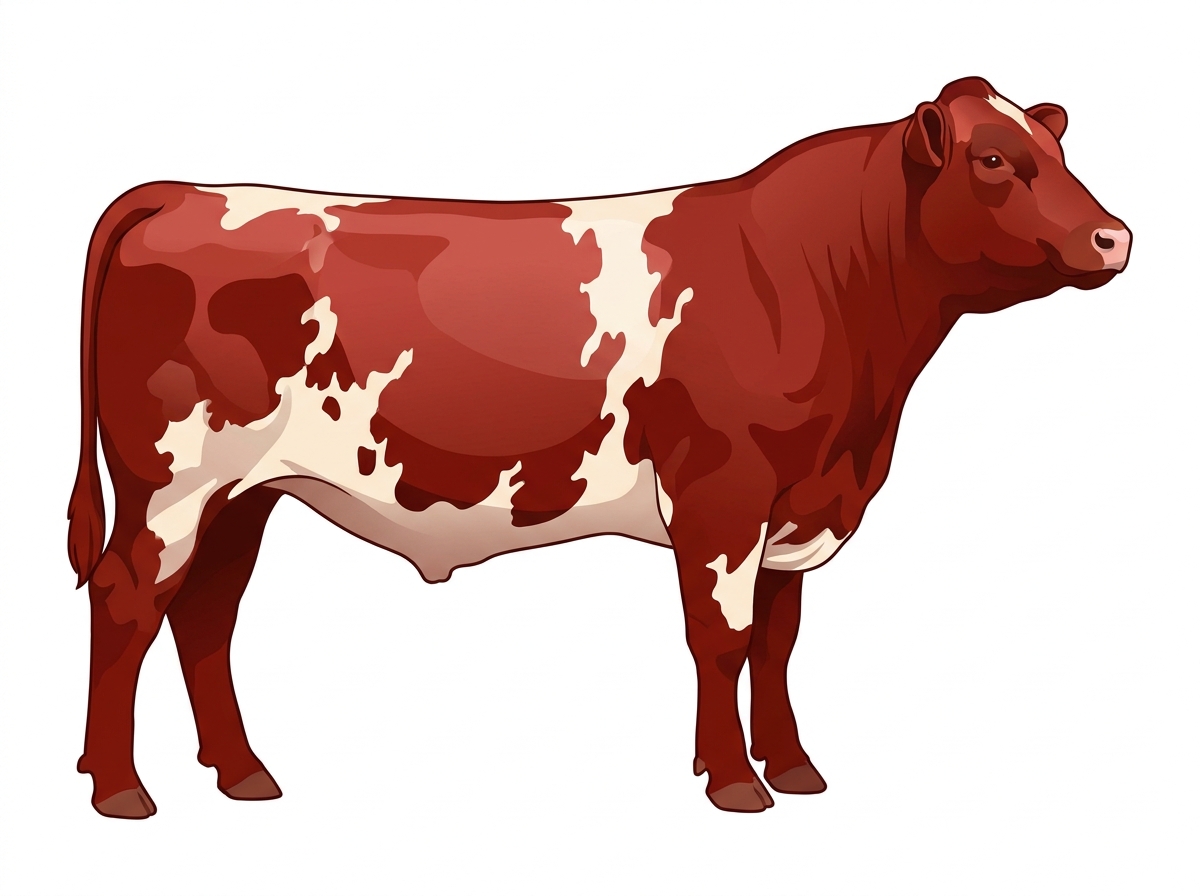 Red light roan Shorthorn x Maine-Anjou Cross Steer