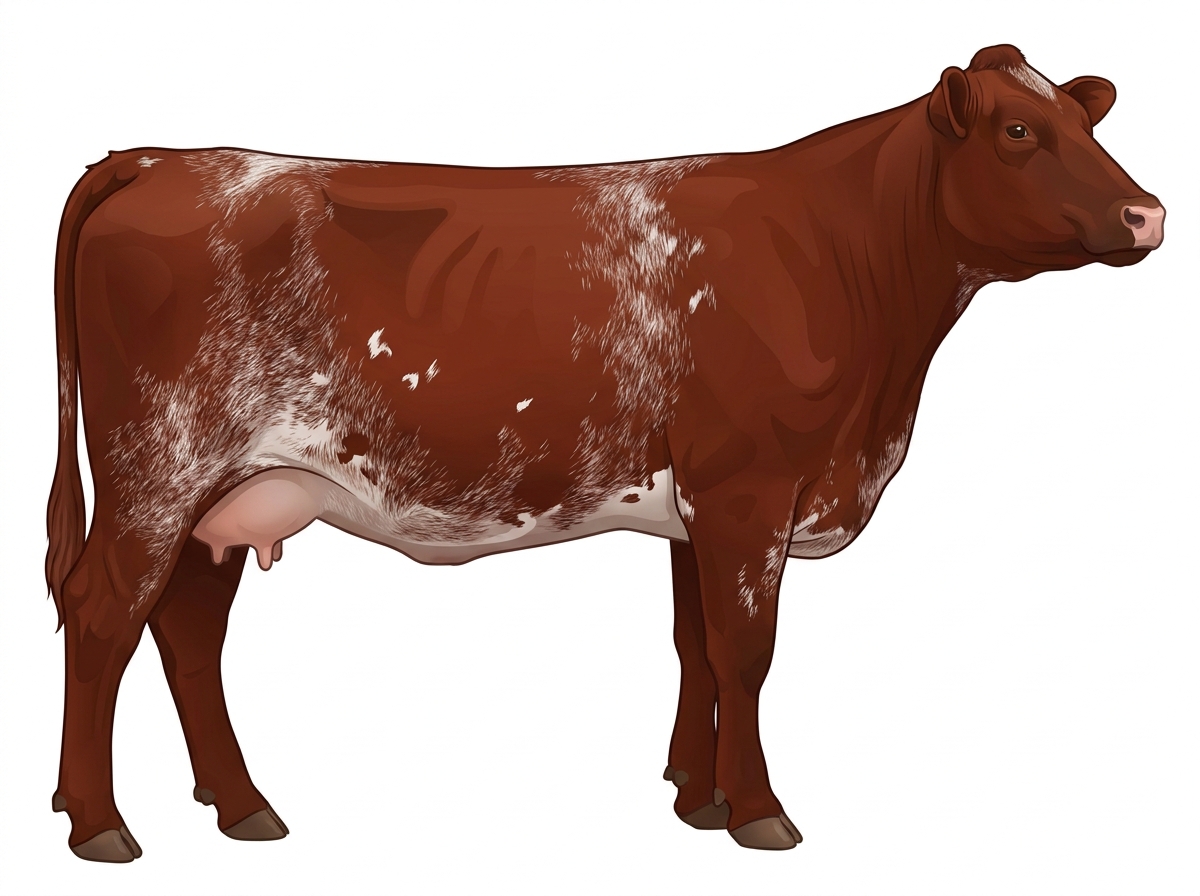 Red light roan with minimal spotting Shorthorn x Maine-Anjou Cross Cow