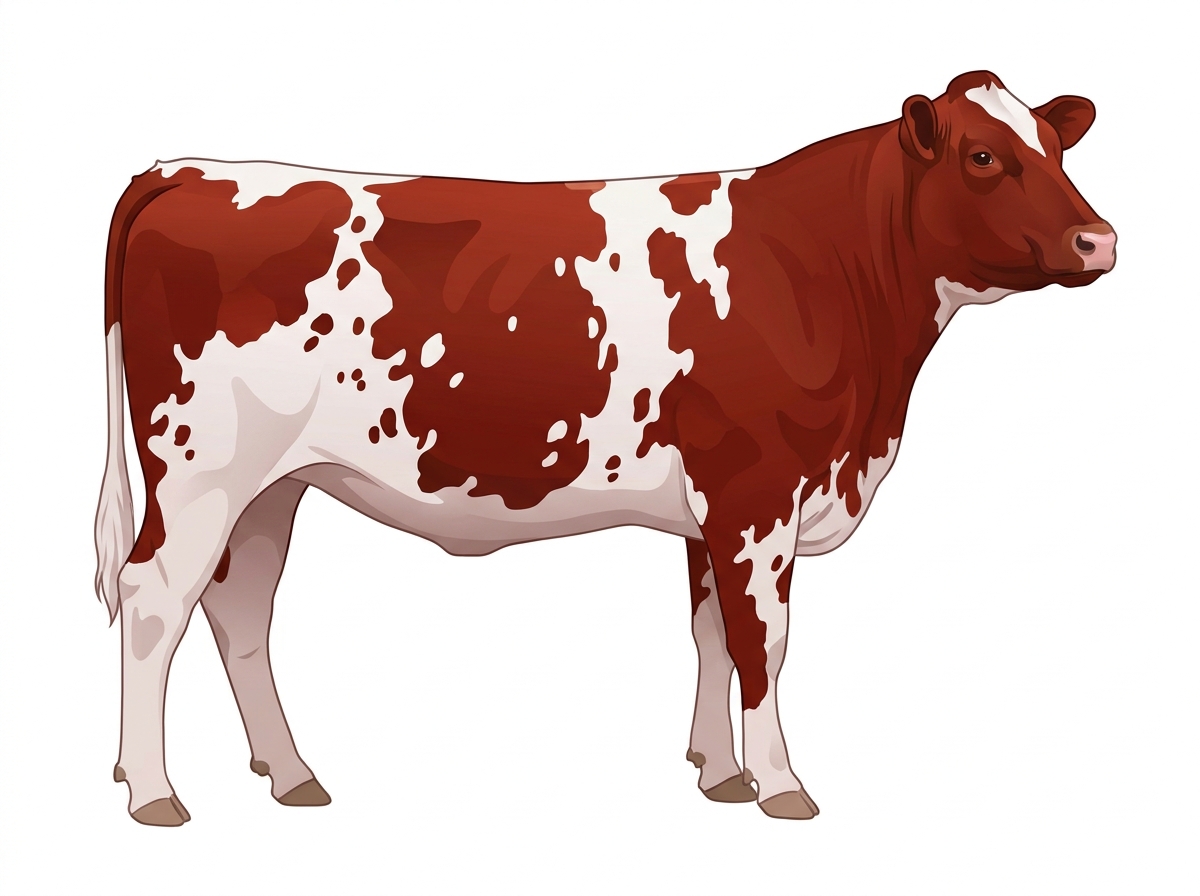 Red light roan with white spots Shorthorn x Maine-Anjou Cross Heifer