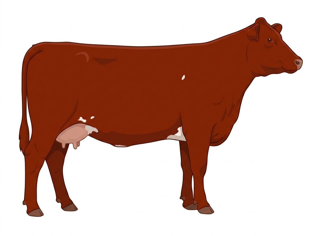 Red with minimal spotting Shorthorn x Maine-Anjou Cross Cow