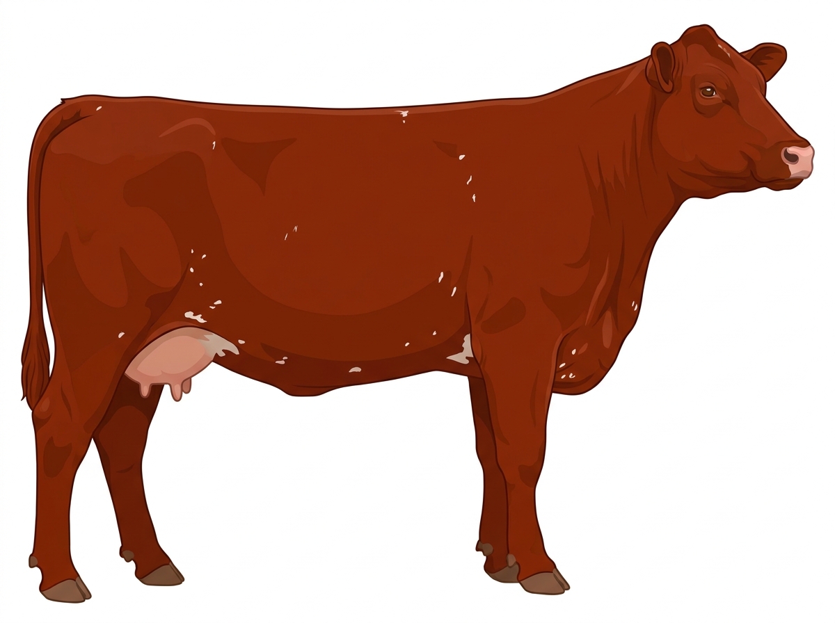 Red with minimal spotting with ticking Shorthorn x Maine-Anjou Cross Cow