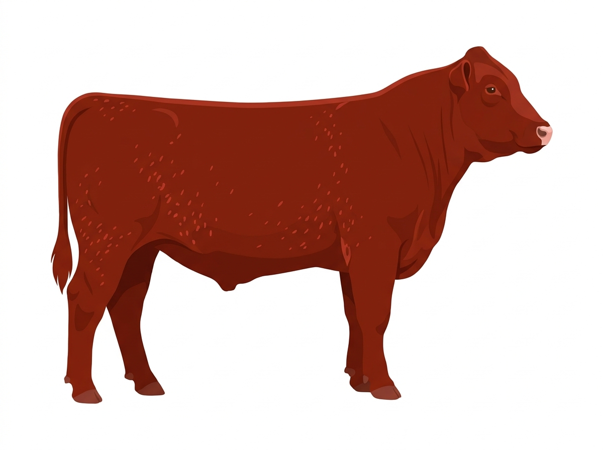 Red with ticking Shorthorn x Maine-Anjou Cross Steer