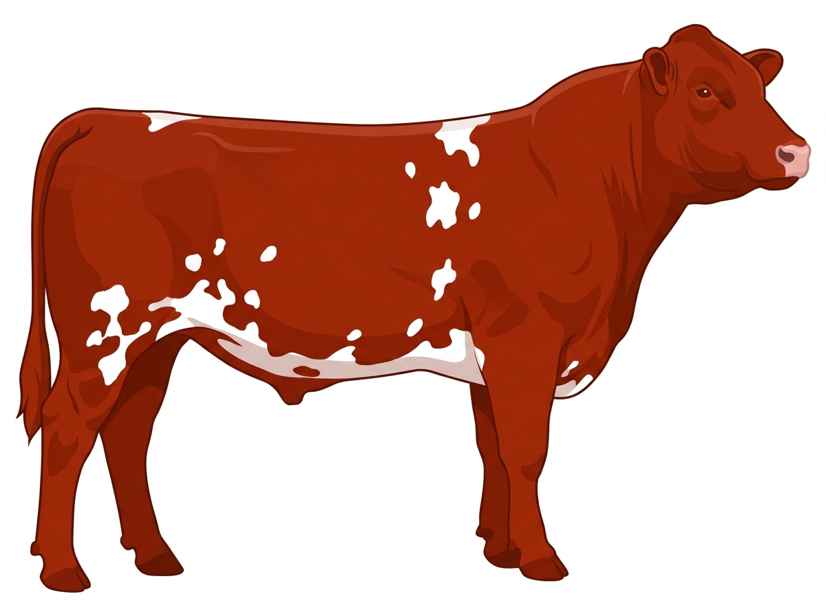 Red with white spots Shorthorn x Maine-Anjou Cross Bull