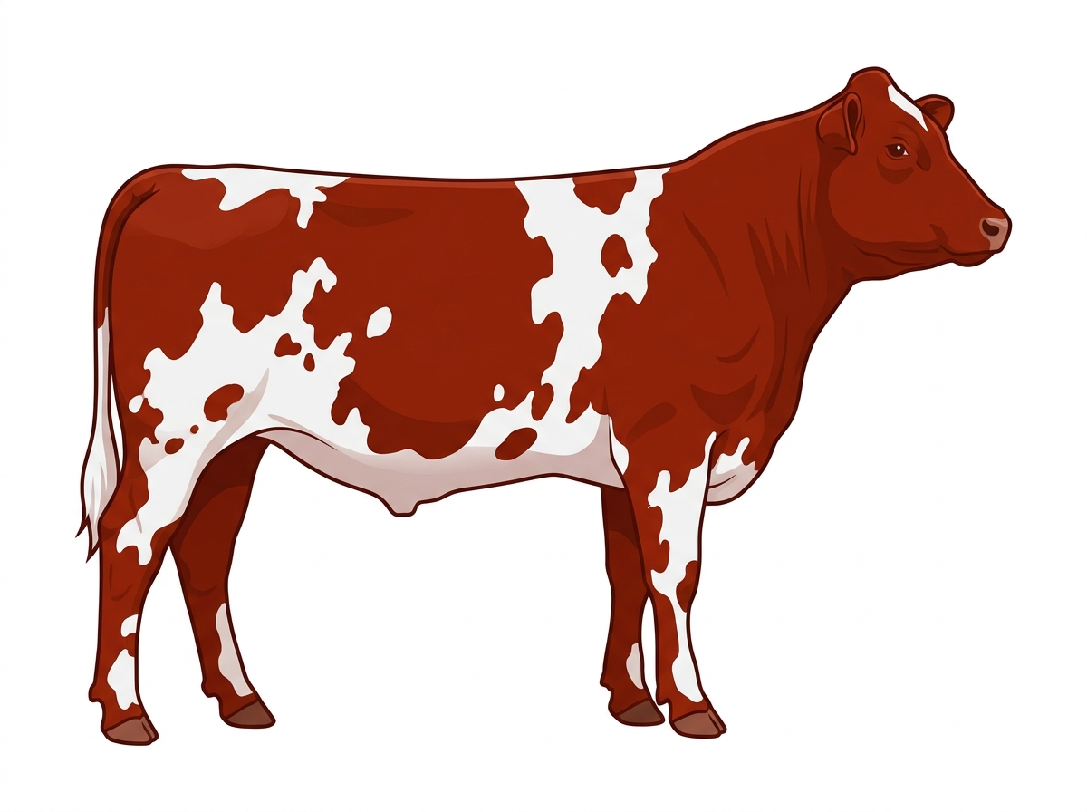 Red with white spots Shorthorn x Maine-Anjou Cross Steer