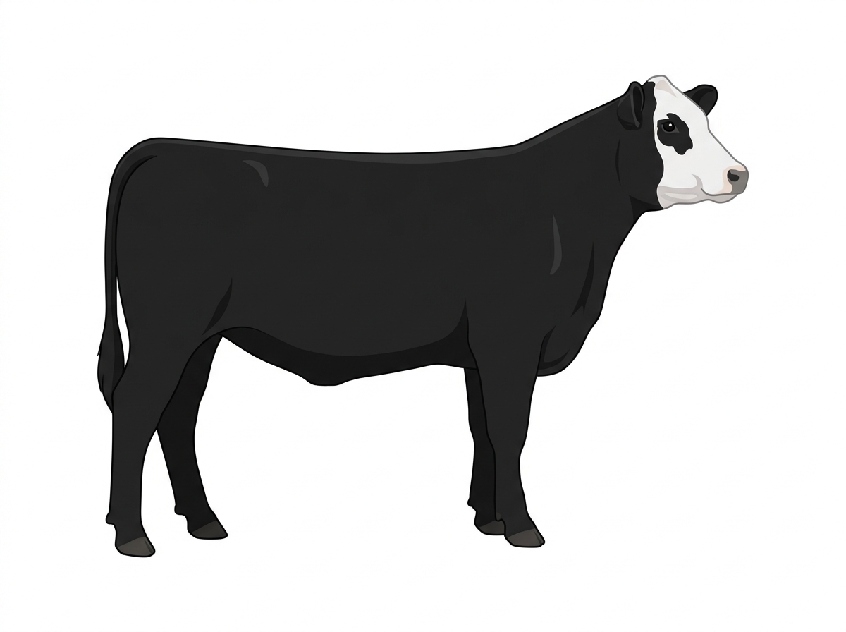 Black with a partial white face SimAngus Heifer