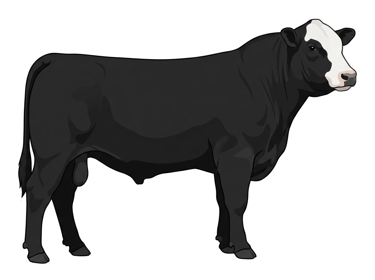Black with a white face SimAngus Bull