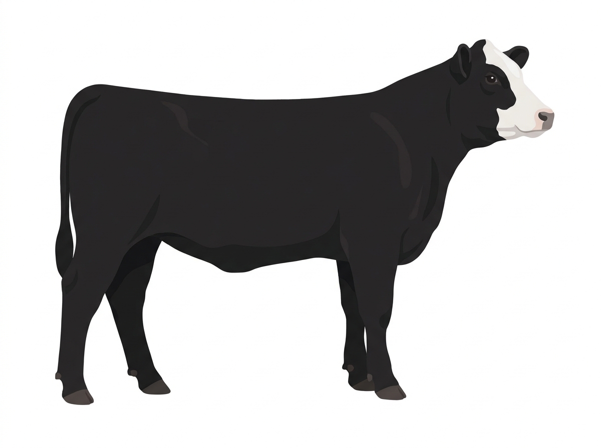 Black with partial white face SimAngus Heifer