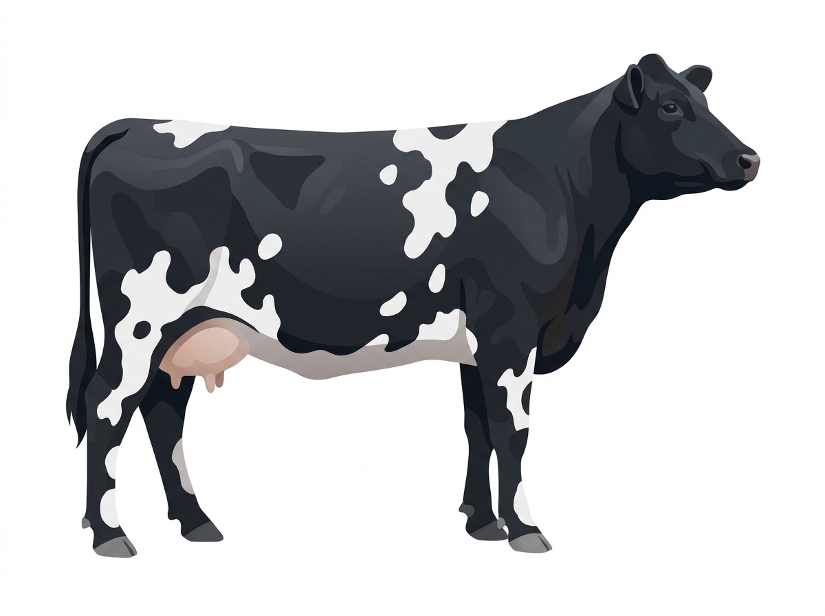 Black with white spots SimAngus Cow