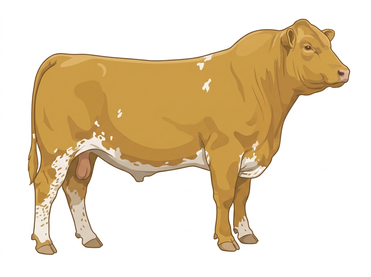 Gold with a few white spots and ticking in the white SimAngus Bull