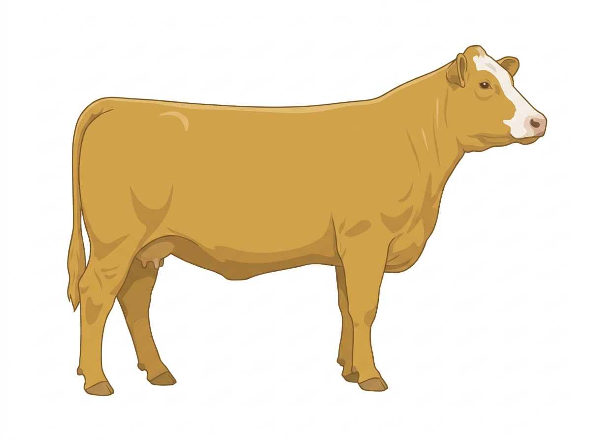 Gold with a partial white face SimAngus Cow