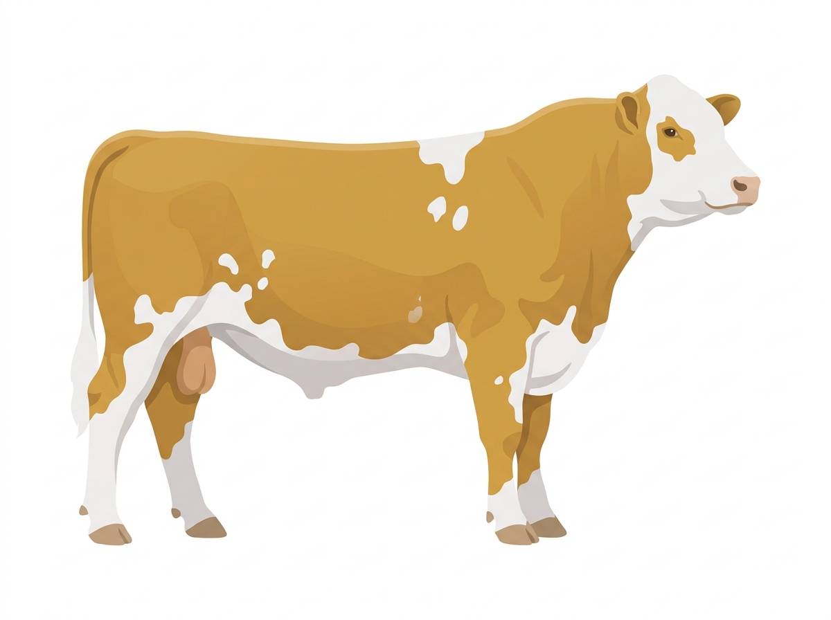 Gold with a white face and a few white spots SimAngus Bull