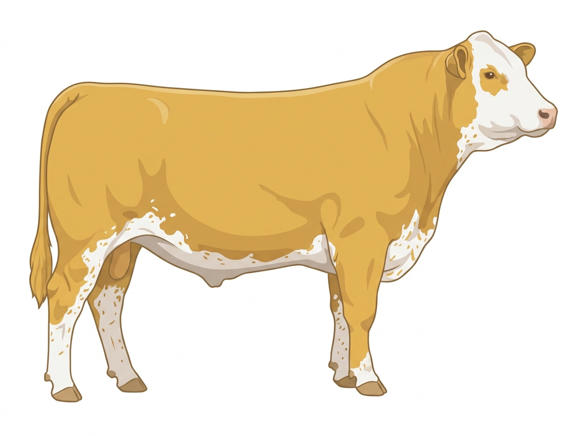 Gold with a white face and ticking in the white SimAngus Bull