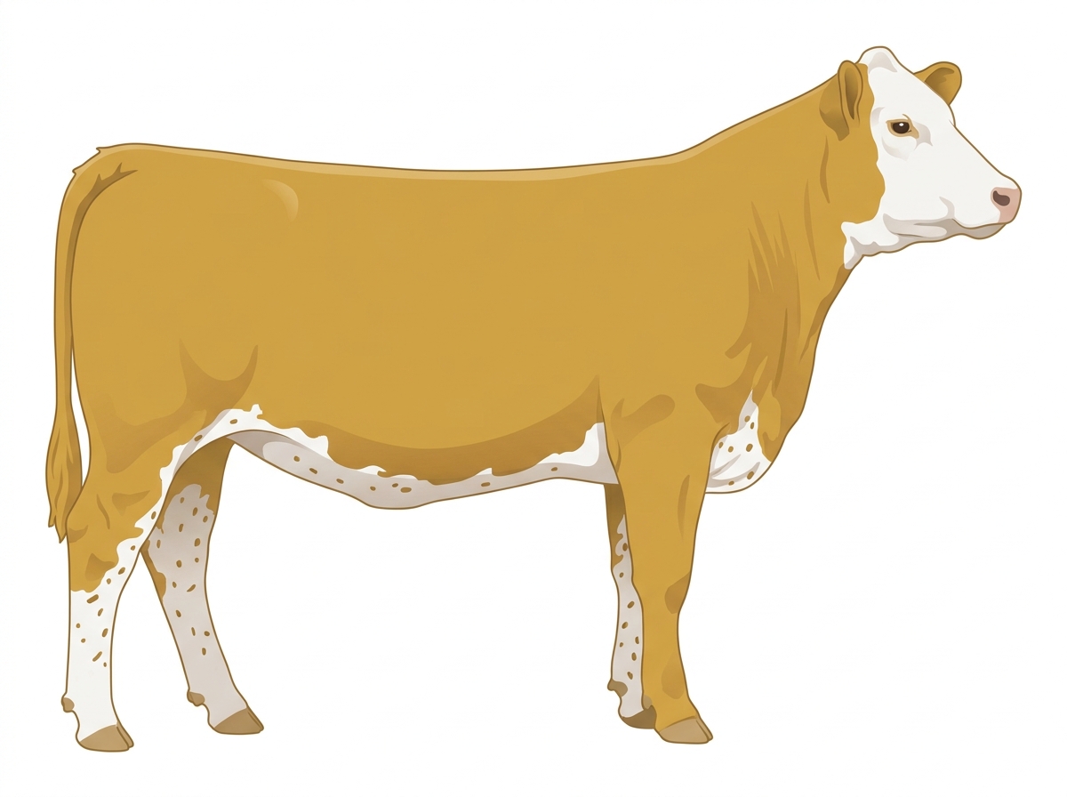 Gold with a white face and ticking in the white SimAngus Heifer