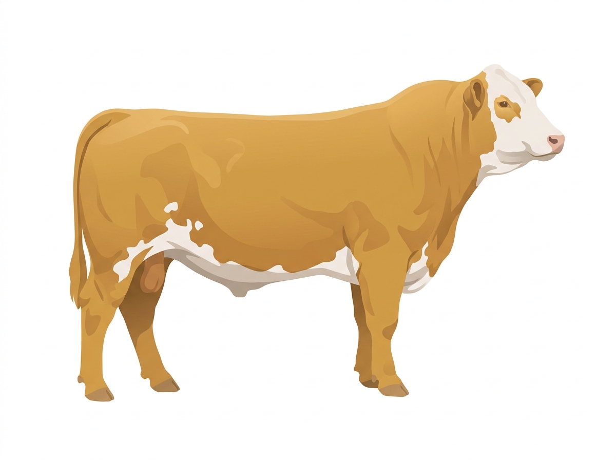 Gold with a white face and white spots SimAngus Bull