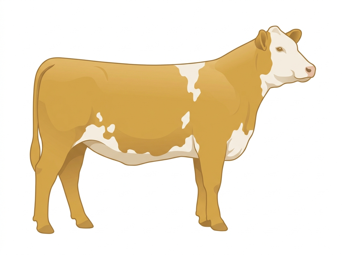 Gold with a white face and white spots SimAngus Heifer