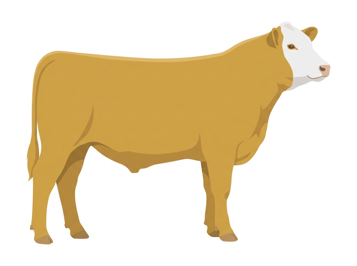 Gold with a white face SimAngus Steer