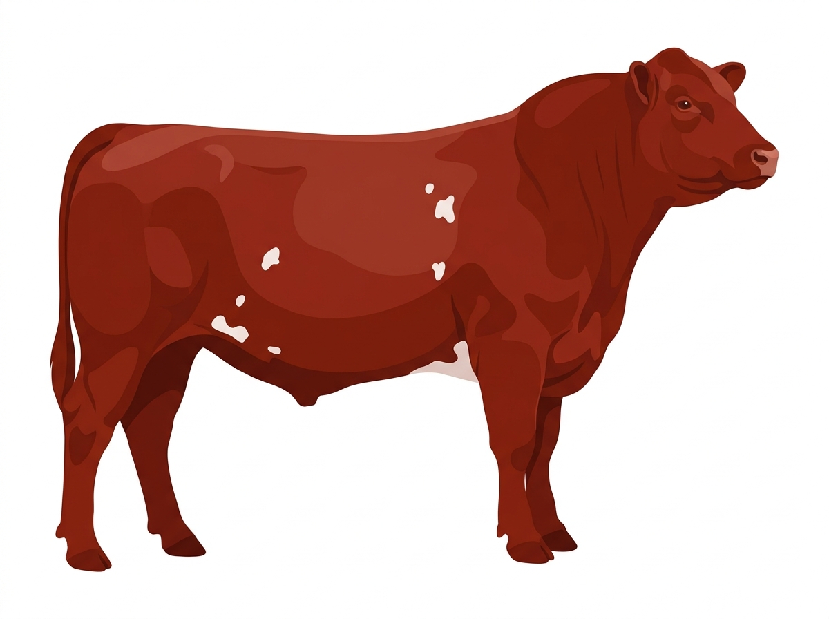 Red with a few white spots SimAngus Bull