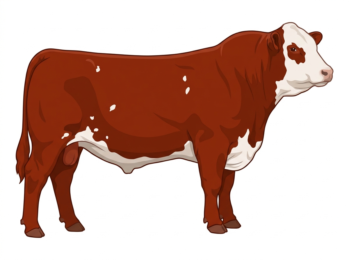 Red with a full white face, white brisket and underline and a few white spots SimAngus Bull