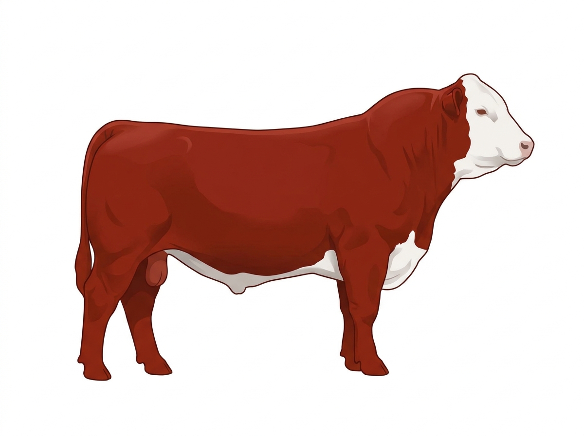 Red with a full white face, white brisket and underline SimAngus Bull