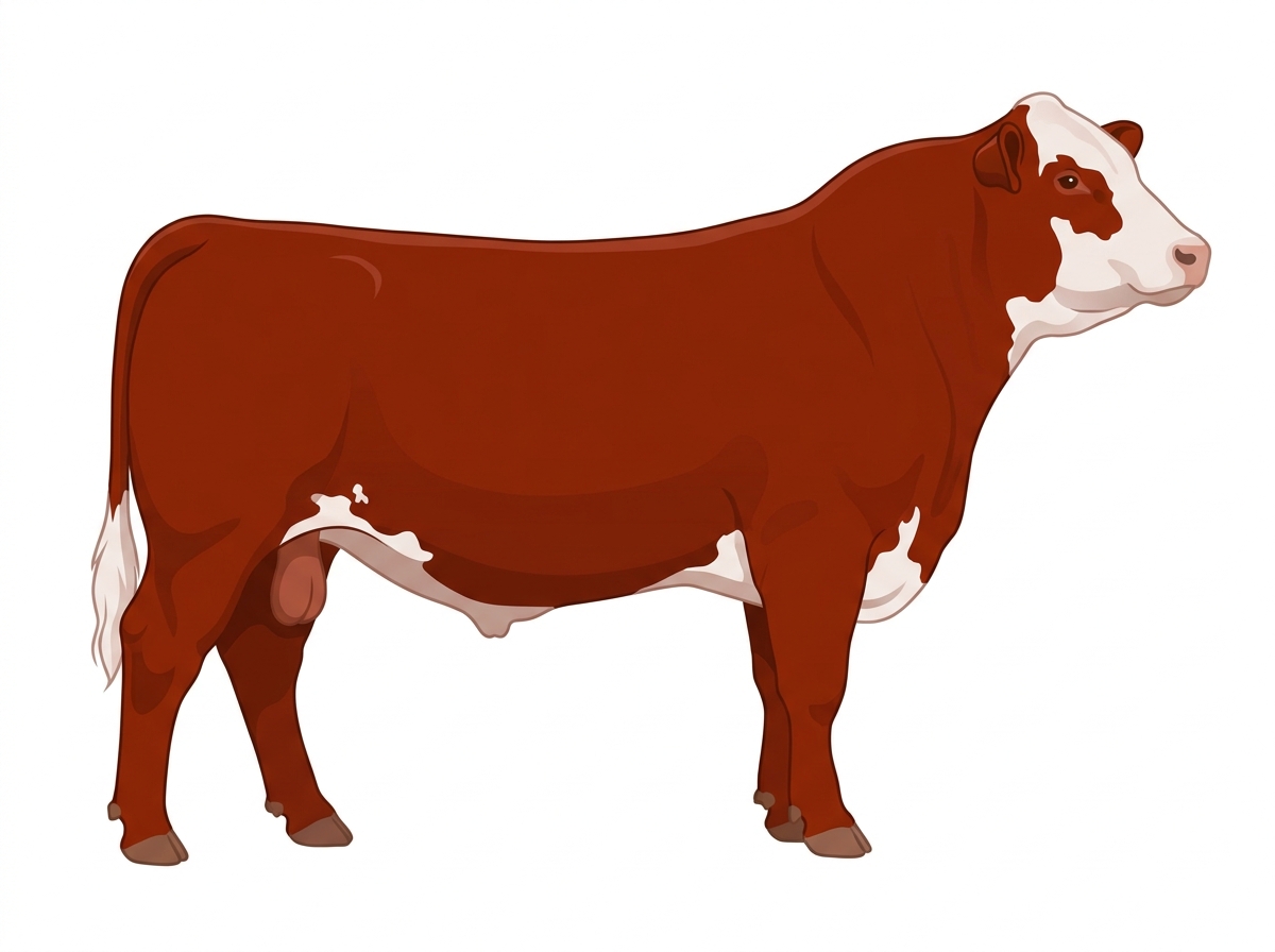 Red with a partial white face and white spots SimAngus Bull